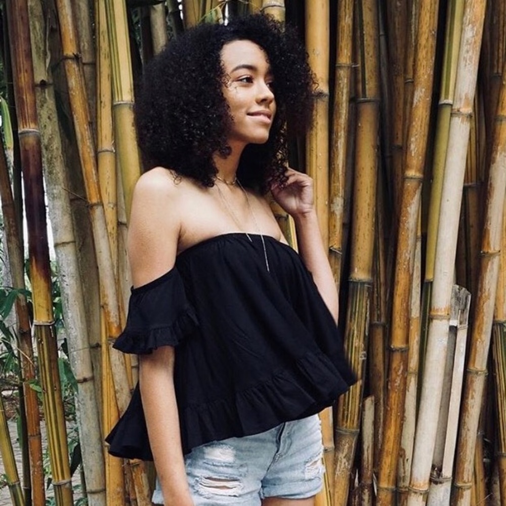 Black off the shoulder top